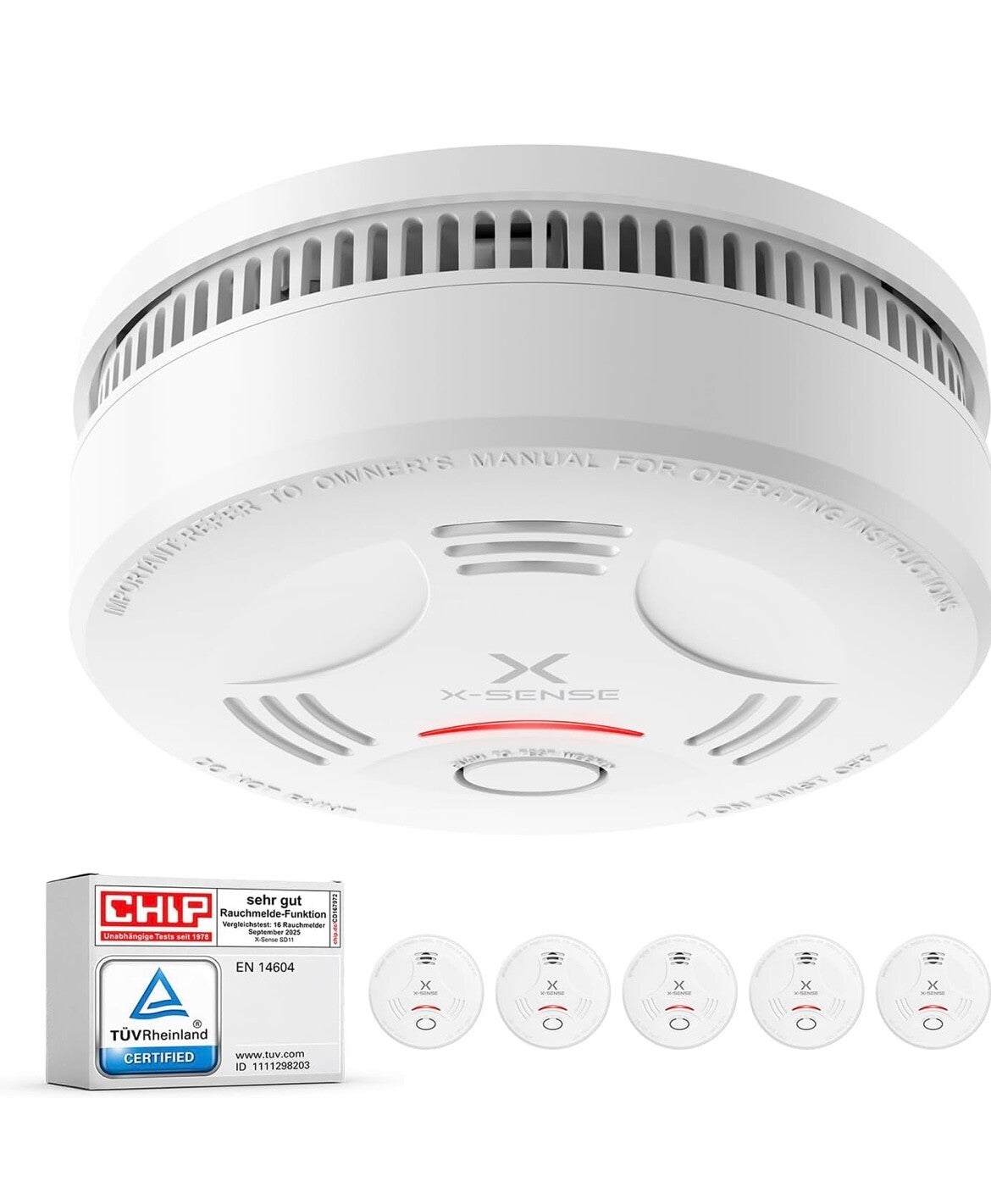 🔔 X-Sense SD11 – 5 Rauchmelder mit 10-Jahres-Batterie (TÜV / EN 14604)