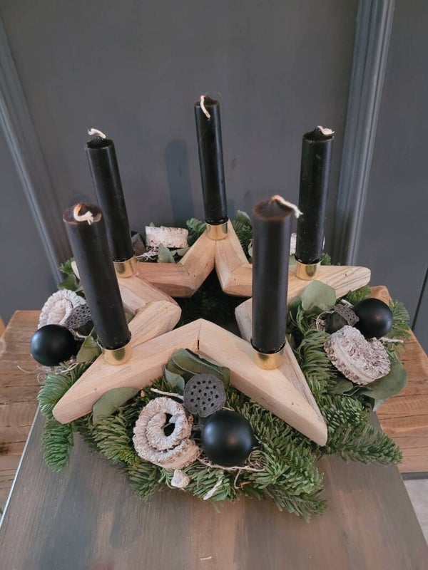 Workshop Teak houten ster op groenkrans