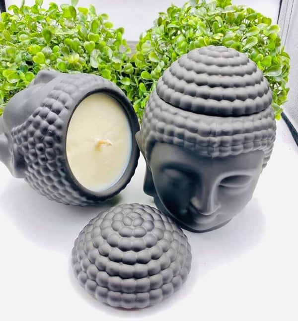 BUDDHA SOY WAX CANDLE with gemstones