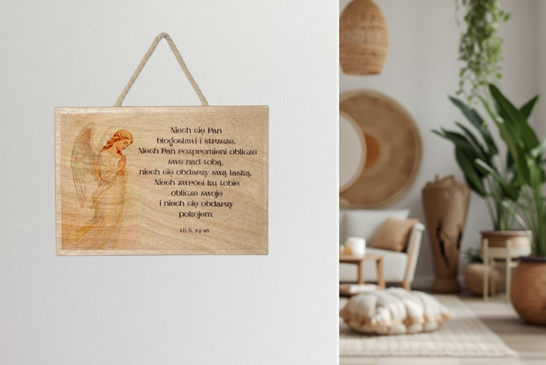 Obraz z aniołem i błogosławieństwem z Księgi Liczb 6, 24-26