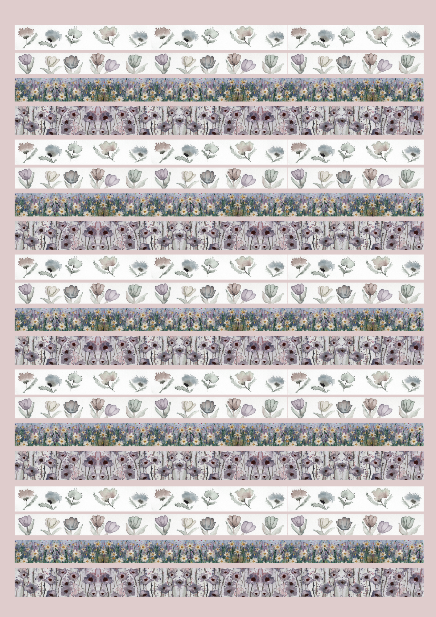 Groot vel Washi Strips "Colourful Garden"
