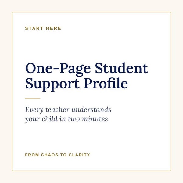 One-Page Student Support Profile