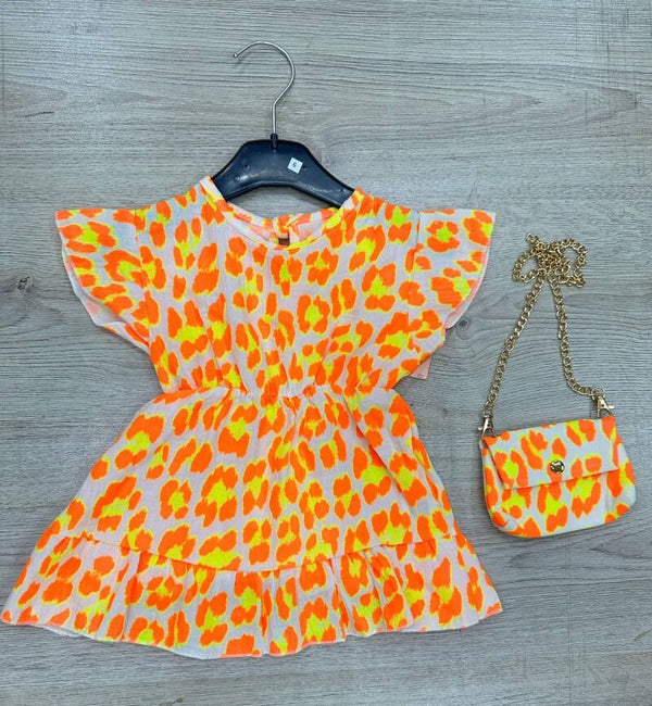 Neon Oranje Boho jurkje voor baby