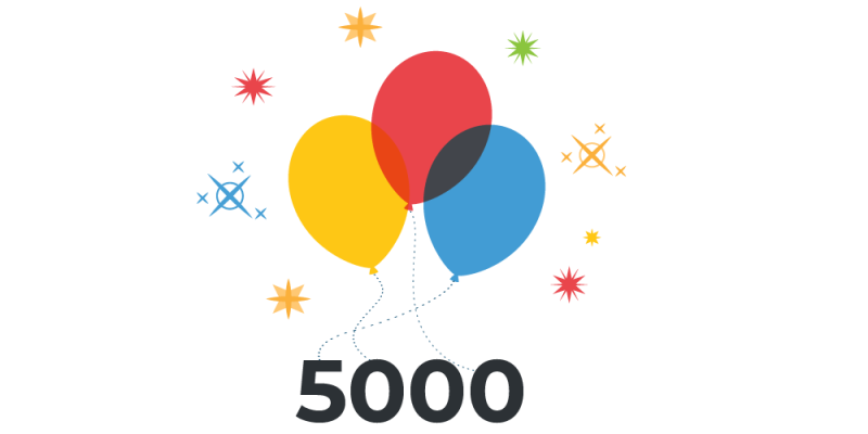 5000 met ballonnen. 
