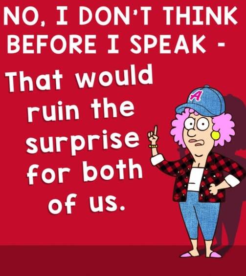 Afbeelding van Aunty Acid over niet nadenken voor ze wat zegt.