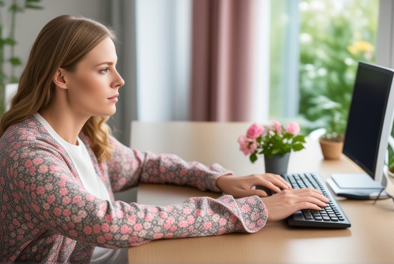 Vrouw aan het werk.