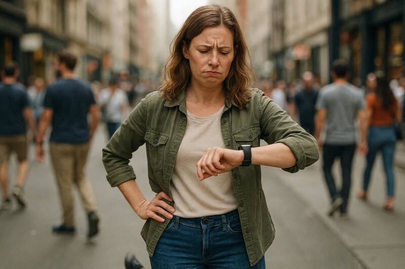Afbeelding van een vrouw die erg ongeduldig is.