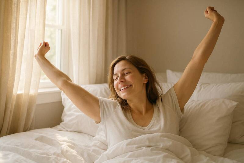Vrouw die wakker wordt.