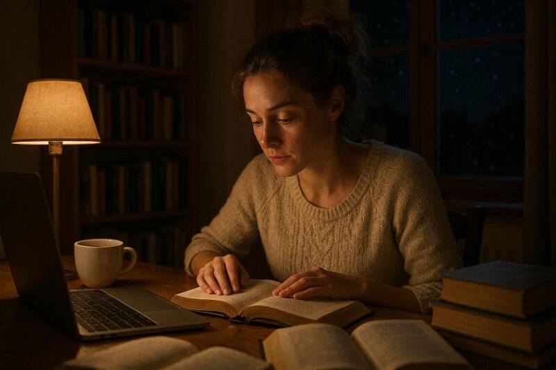 Vrouw die leest.