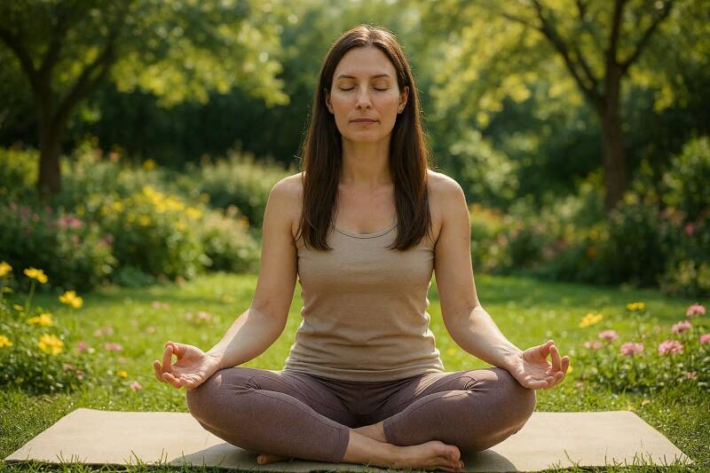 Afbeelding van een vrouw die mediteert.