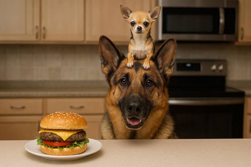 Afbeelding van twee honden.
