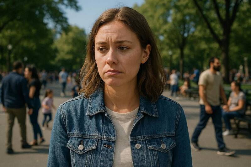 Afbeelding van een teleurgestelde vrouw.