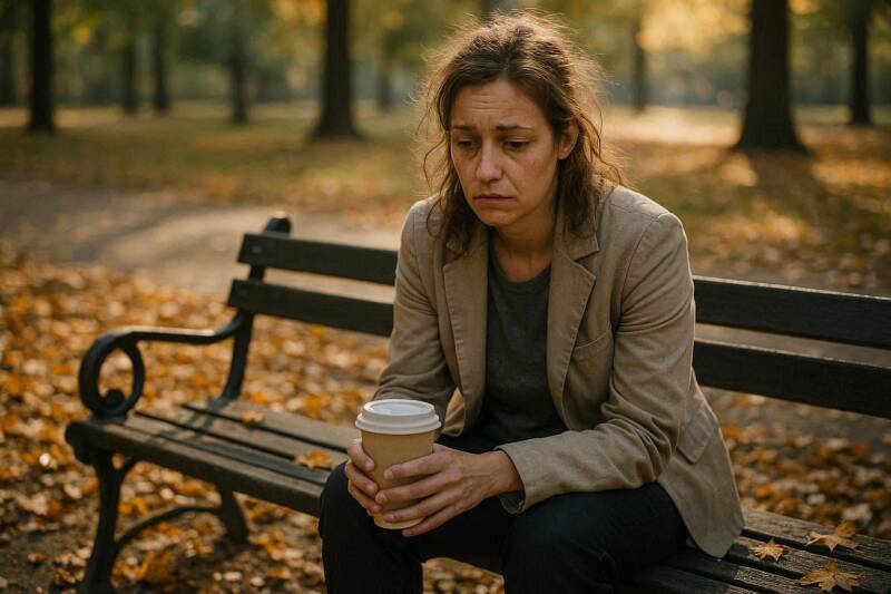 Afbeelding van een vrouw die een rotdag heeft.