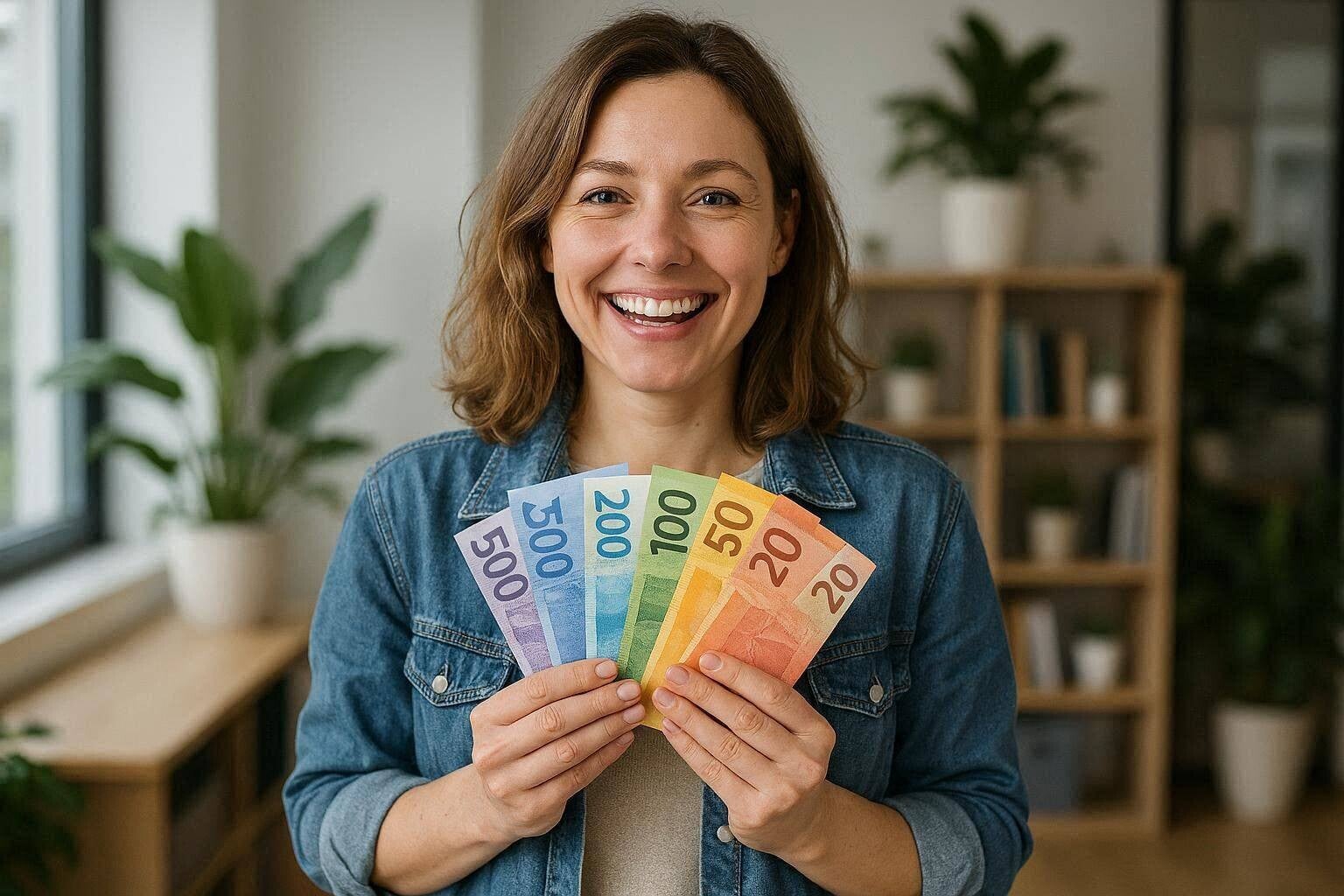 Vrouw met geld.