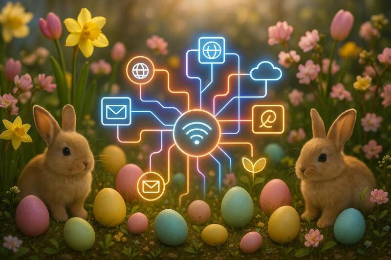 Afbeelding van internet in paassfeer.