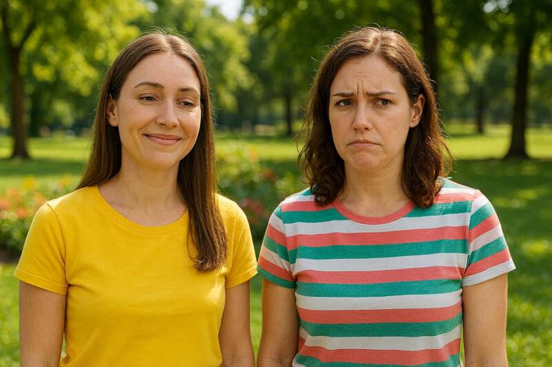 Afbeelding van twee vrouwen. 