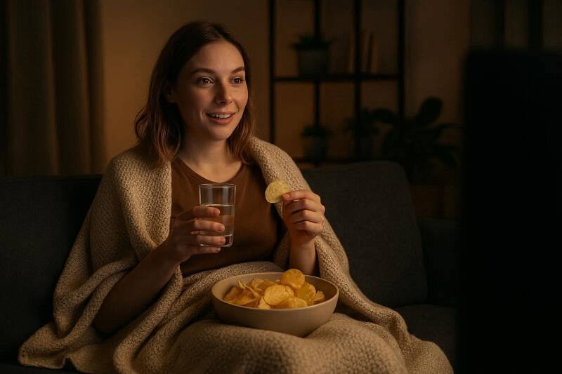 Afbeelding van een vrouw die tv kijkt.