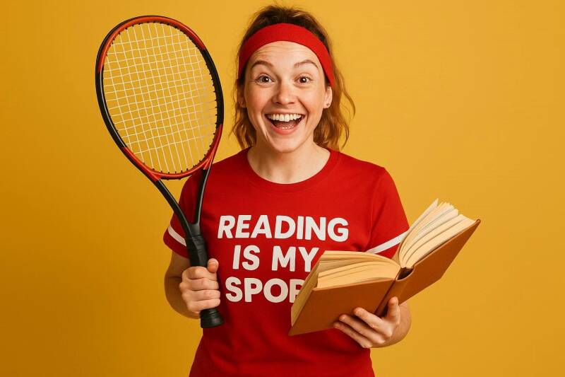 Vrouw die lezen als sport ziet.