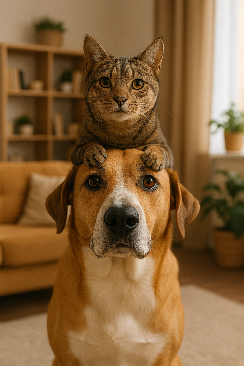 Afbeelding van een kat en een hond.