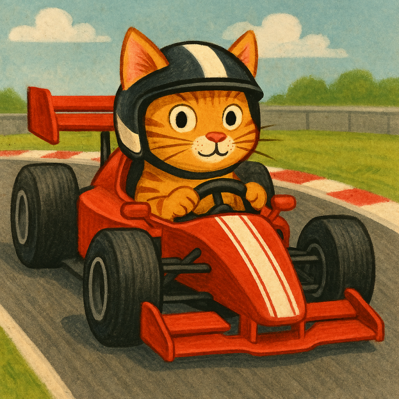 Afbeelding van een race-kat.