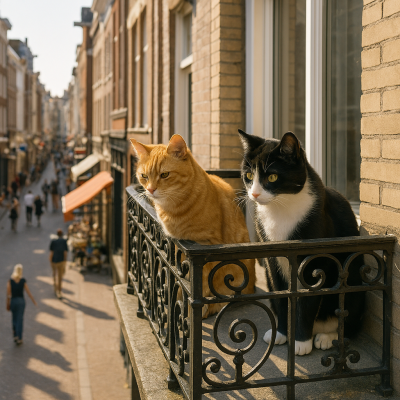 Afbeelding van twee katten.