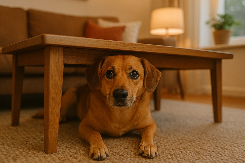 Afbeelding van een onschuldige hond.