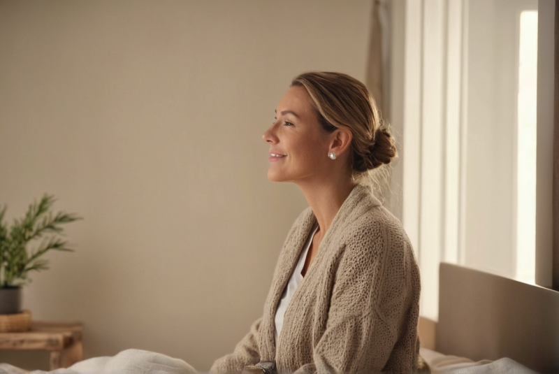 Vrouw in bed.