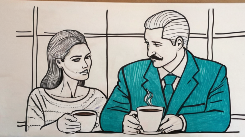 Echtpaar drinkt samen een kop koffie.