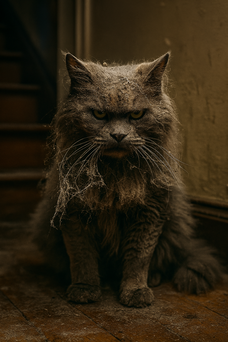 Afbeelding van een stoffige kater.