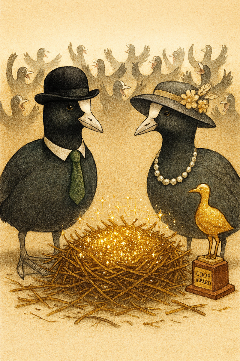 Afbeelding van de winnaars van de Meerkoetenparade Nest Award.