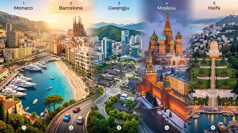 Monaco, Barcelona, Gwangju, Moskou en Haifa.