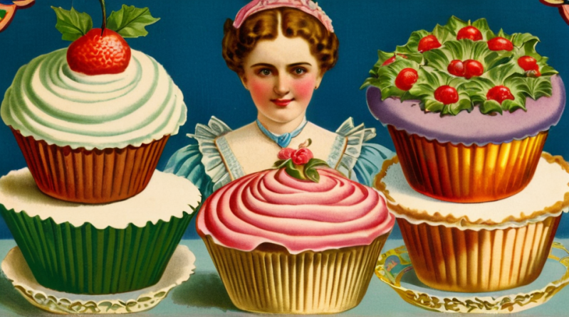 Vrouw met cupcakes.