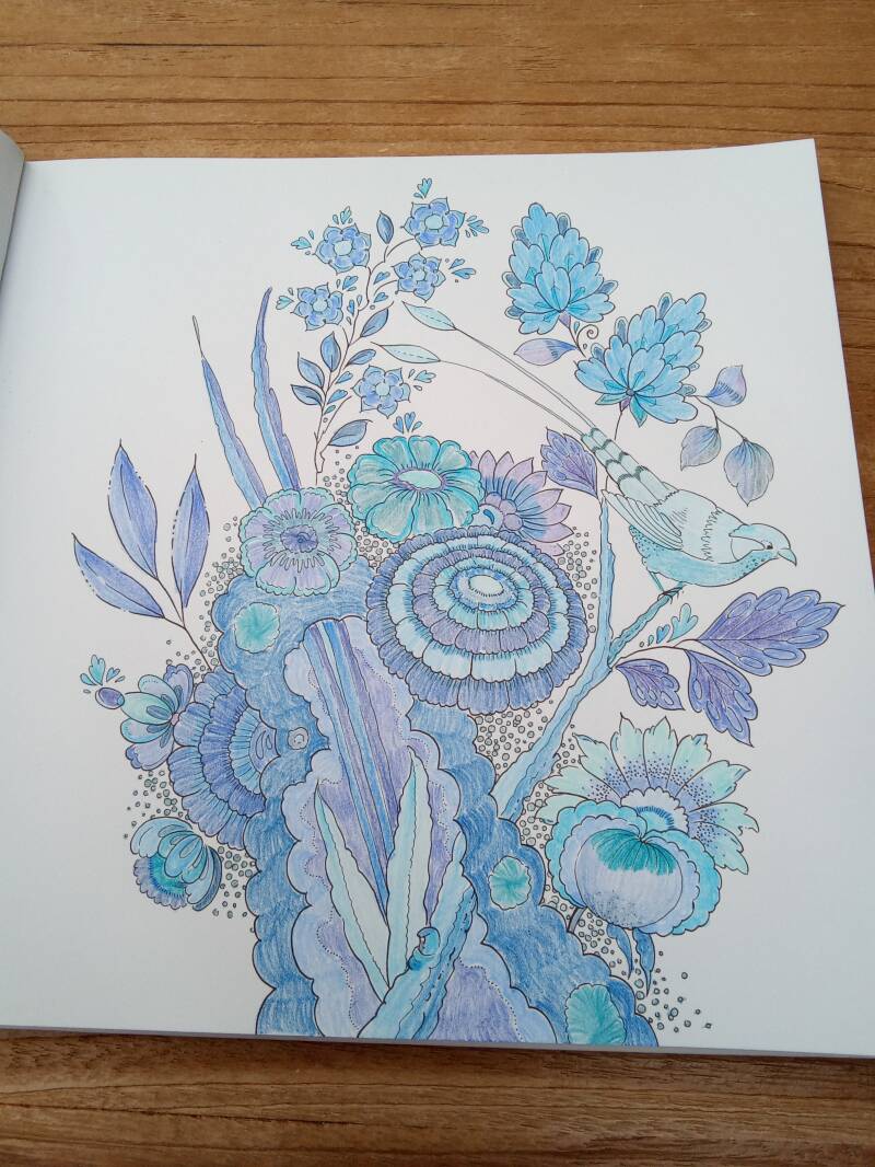 Kleurplaat van een vogel in Delfts Blauw kleurboek.