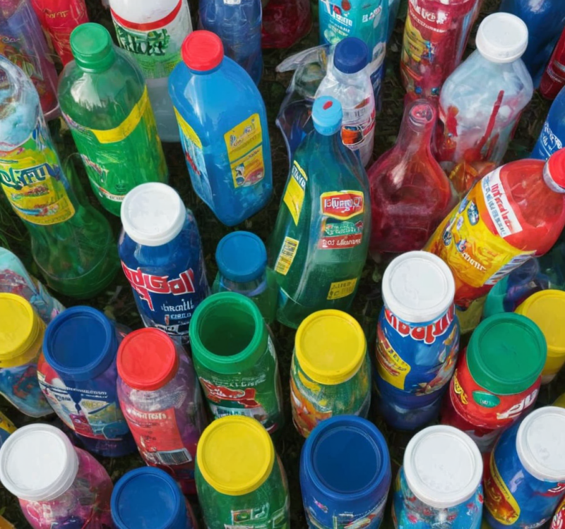 Plastic flessen.