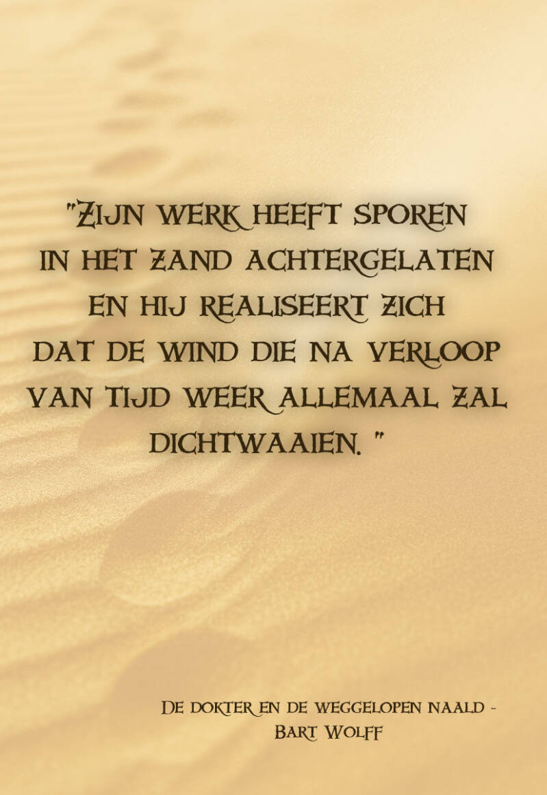 Quote uit De dokter en de weggelopen naald van Bart Wolff.
