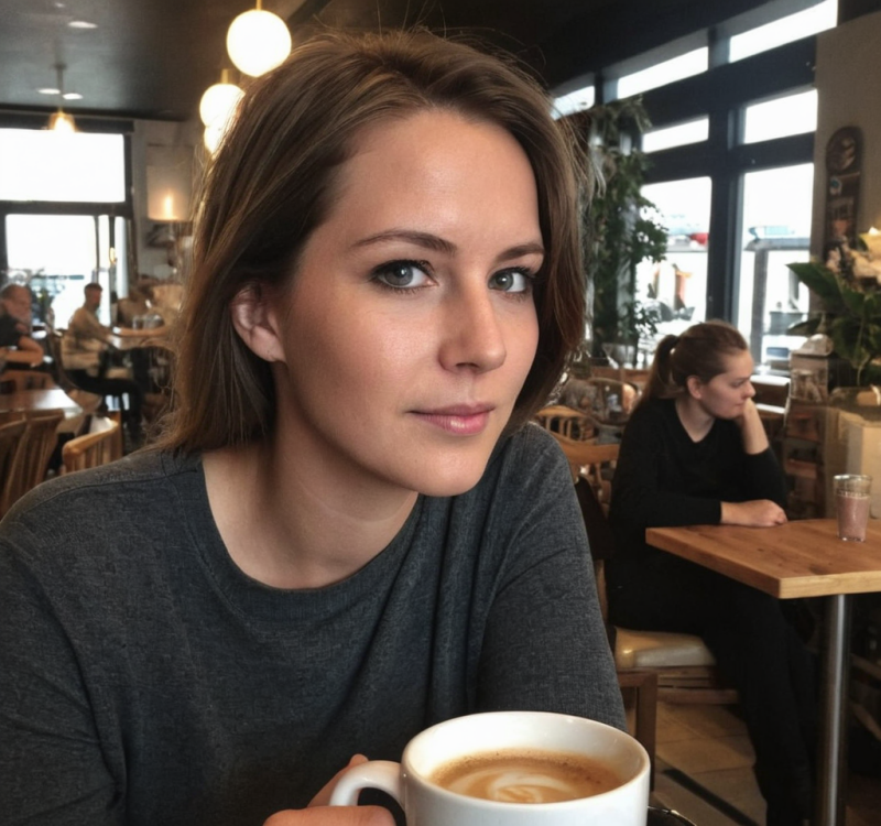 Vrouw met koffie.