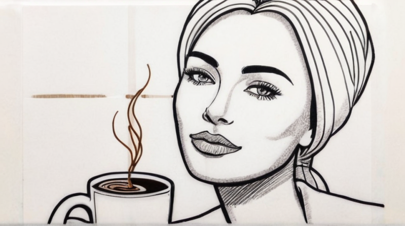 Vrouw drinkt koffie.
