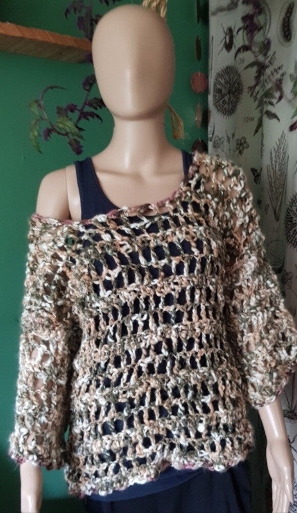 Haakpatroon Off shoulder trui maat L pdf