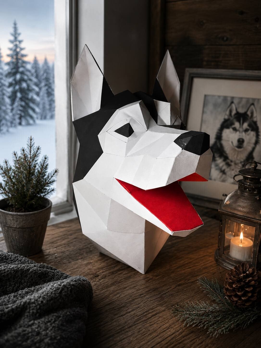 🐺 Polygon Husky Wanddekoration