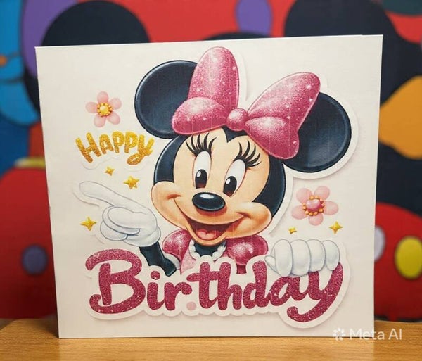🎀 Minnie Maus Geburtstagskarte – Happy Birthday