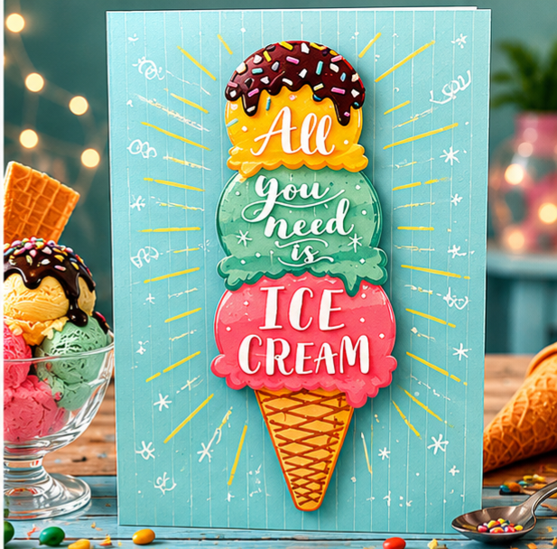 🍦 Grußkarte „All You Need Is Ice Cream“