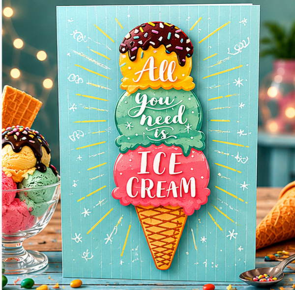 🍦 Grußkarte „All You Need Is Ice Cream“