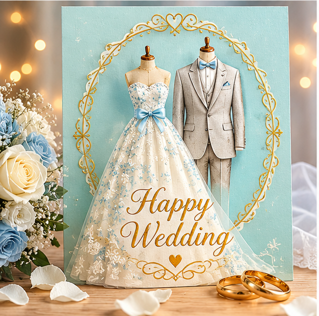 💍 Hochzeitskarte „Happy Wedding“