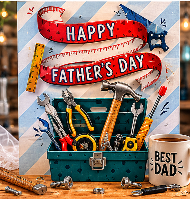👨‍🔧 Vatertagskarte „Happy Father's Day“