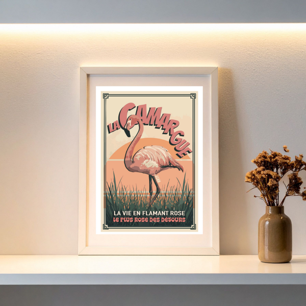 Camargue Flamant Rose – Affiche illustrée