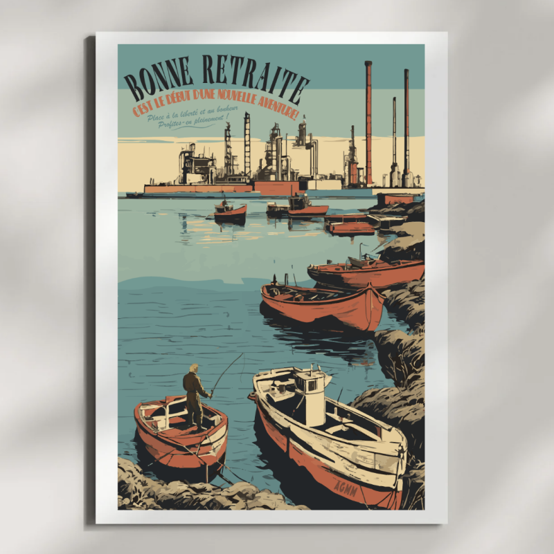 Affiche, départ à la retraite, étang de Berre