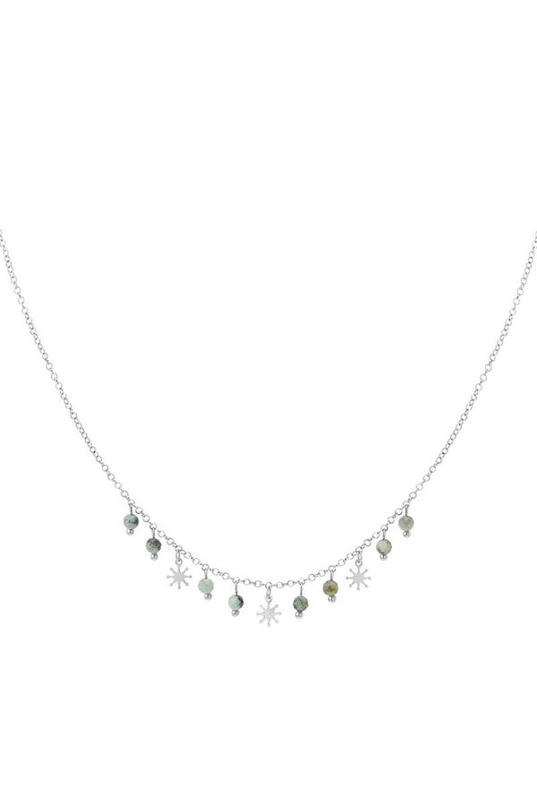 Ketting hangende steentjes - Groen & Zilver Stainless Steel