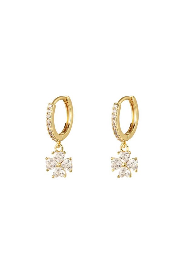Oorbellen bloem met zirkoon - Sparkle Collectie Goud Koper