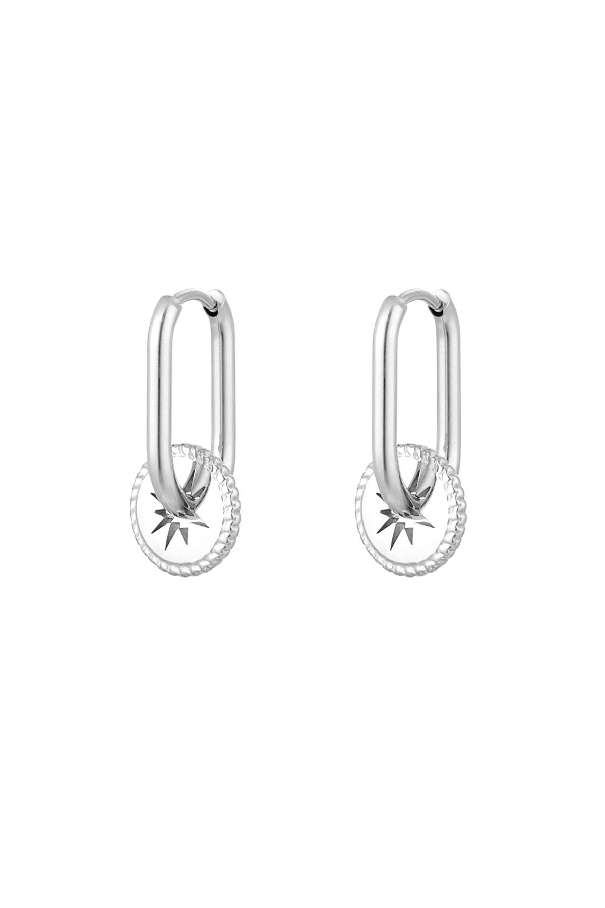 Oorbellen ster coin - zilver