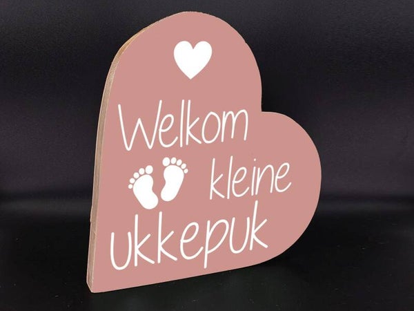 teksthart xl Welkom kleine ukkepuk baby *2830
